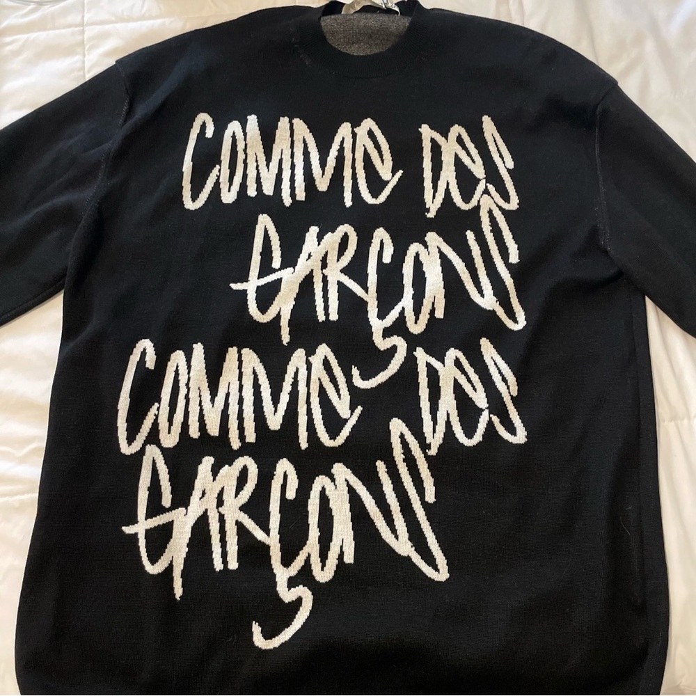 Comme Des Garcons Women Logo Jacquard Worsted Wool Sweater - Size M